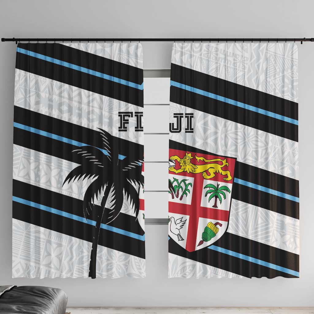 Fiji 2024 Rugby Window Curtain Fijian Tapa Pattern