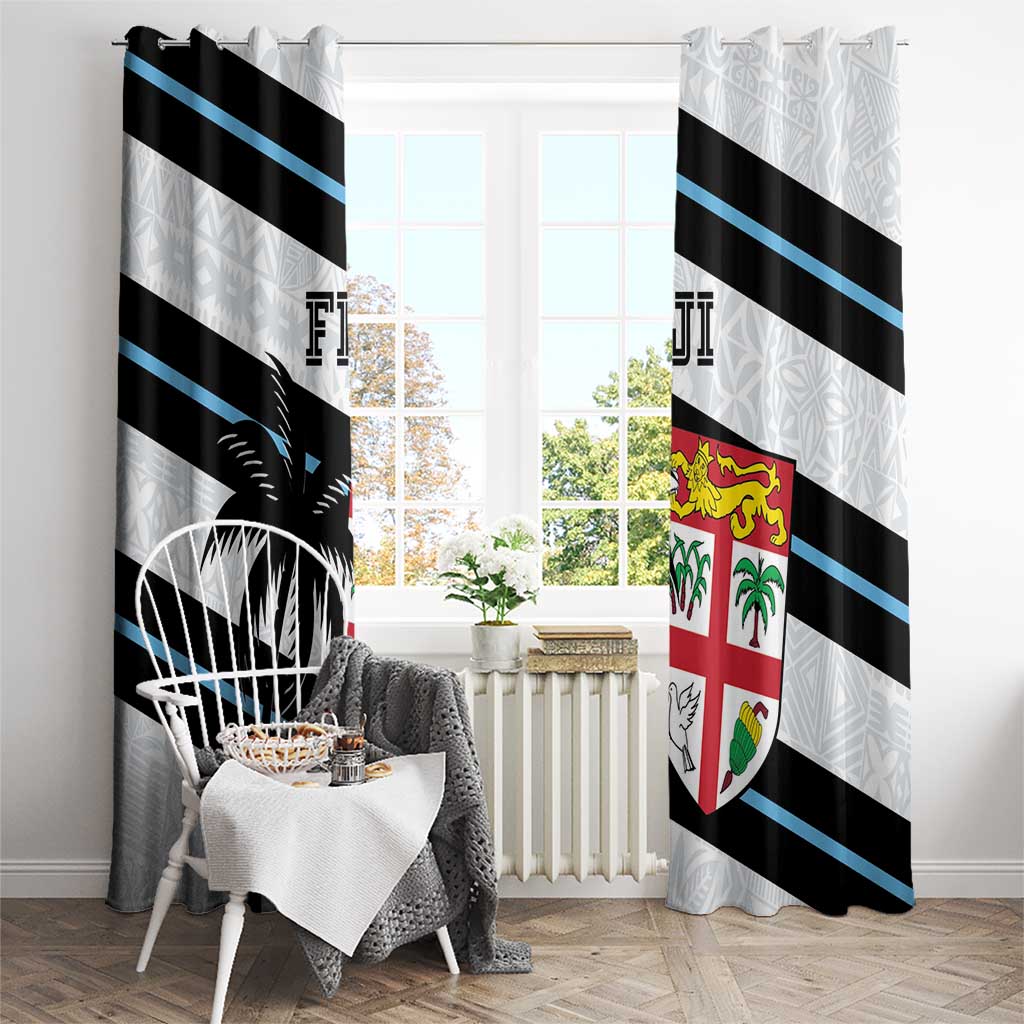 Fiji 2024 Rugby Window Curtain Fijian Tapa Pattern