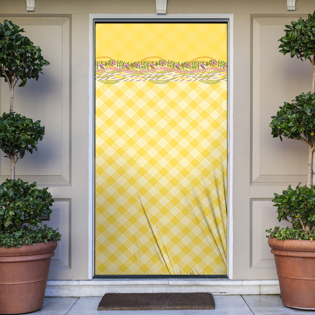 Hawaii Palaka Pikake Lokelani Plumeria Door Cover Melemele Coquette Bow