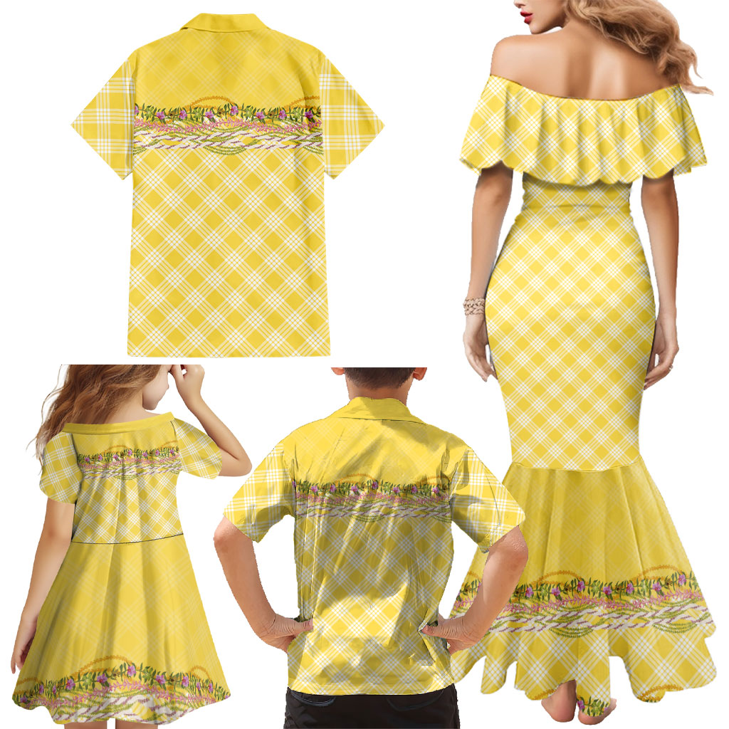 Hawaii Palaka Pikake Lokelani Plumeria Family Matching Mermaid Dress and Hawaiian Shirt Melemele Coquette Bow LT01 - Polynesian Pride