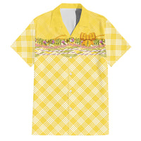Hawaii Palaka Pikake Lokelani Plumeria Family Matching Off Shoulder Short Dress and Hawaiian Shirt Melemele Coquette Bow LT01 Dad's Shirt - Short Sleeve Yellow - Polynesian Pride