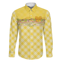 Hawaii Palaka Pikake Lokelani Plumeria Family Matching Summer Maxi Dress and Hawaiian Shirt Melemele Coquette Bow LT01 Dad's Shirt - Long Sleeve Yellow - Polynesian Pride