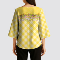 Hawaii Palaka Pikake Lokelani Plumeria Kimono Sleeve Blouse Melemele Coquette Bow