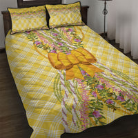Hawaii Palaka Pikake Lokelani Plumeria Quilt Bed Set Melemele Coquette Bow
