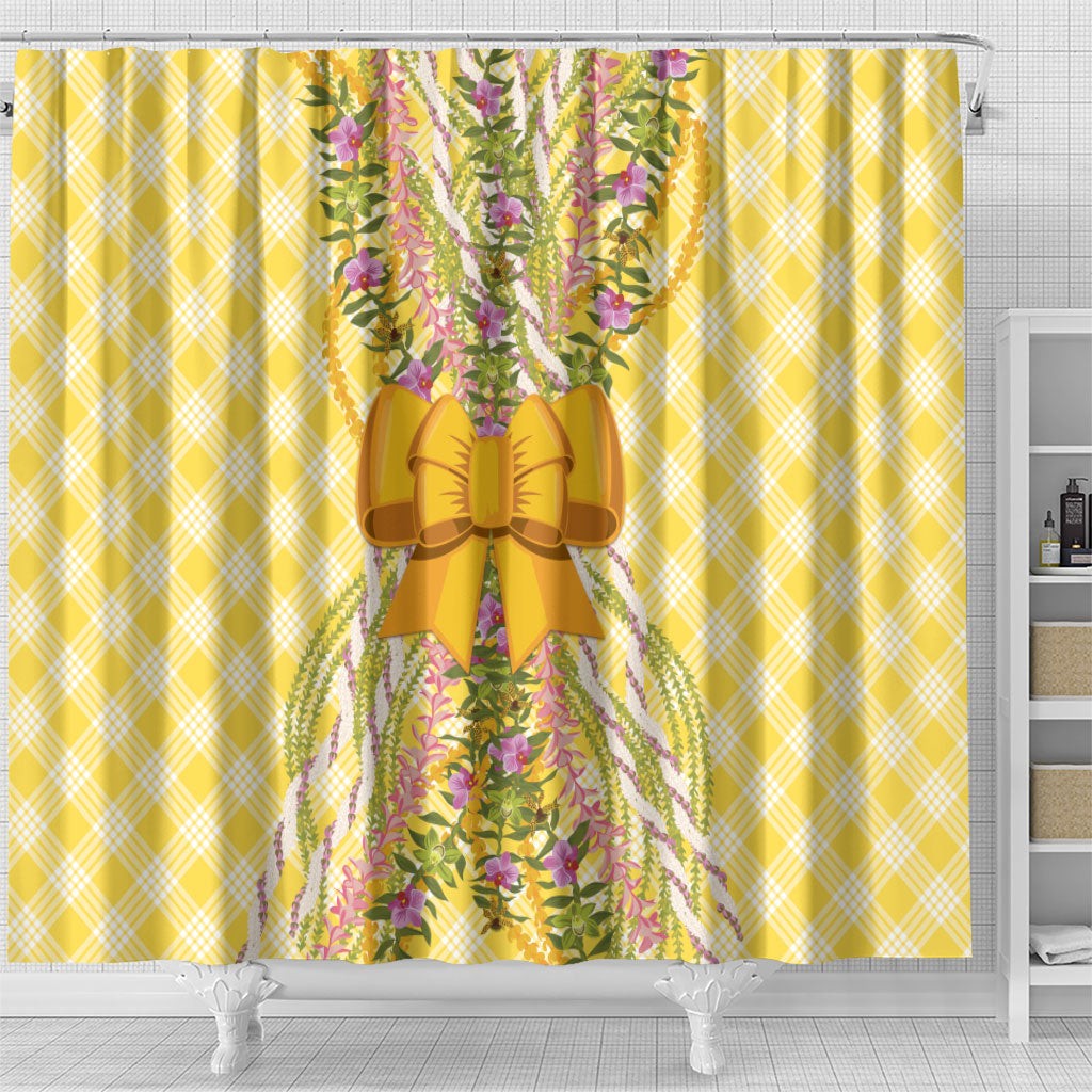 Hawaii Palaka Pikake Lokelani Plumeria Shower Curtain Melemele Coquette Bow