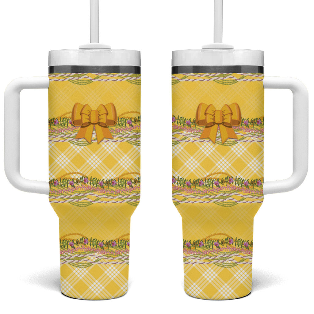 Hawaii Palaka Pikake Lokelani Plumeria Tumbler With Handle Melemele Coquette Bow