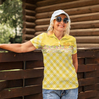 Hawaii Palaka Pikake Lokelani Plumeria Women Polo Shirt Melemele Coquette Bow