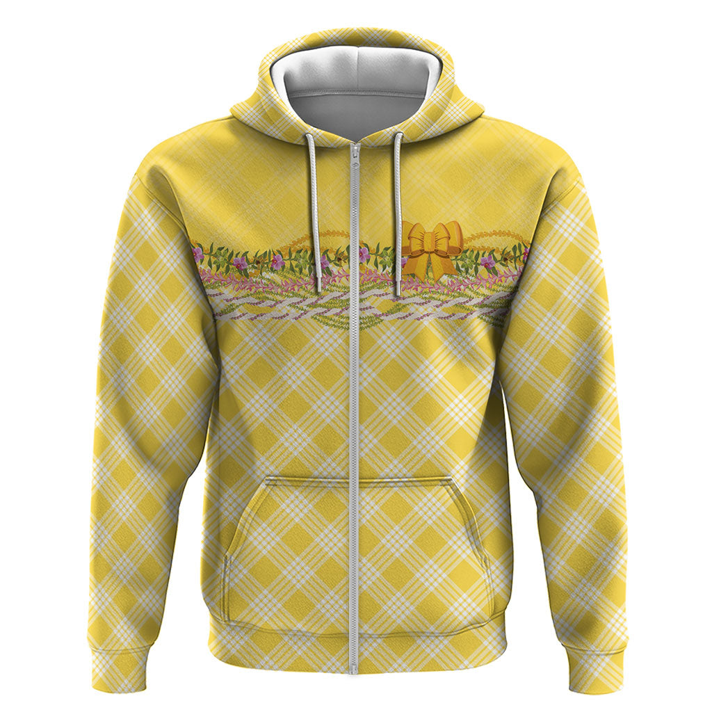 Hawaii Palaka Pikake Lokelani Plumeria Zip Hoodie Melemele Coquette Bow LT01 Zip Hoodie Yellow - Polynesian Pride