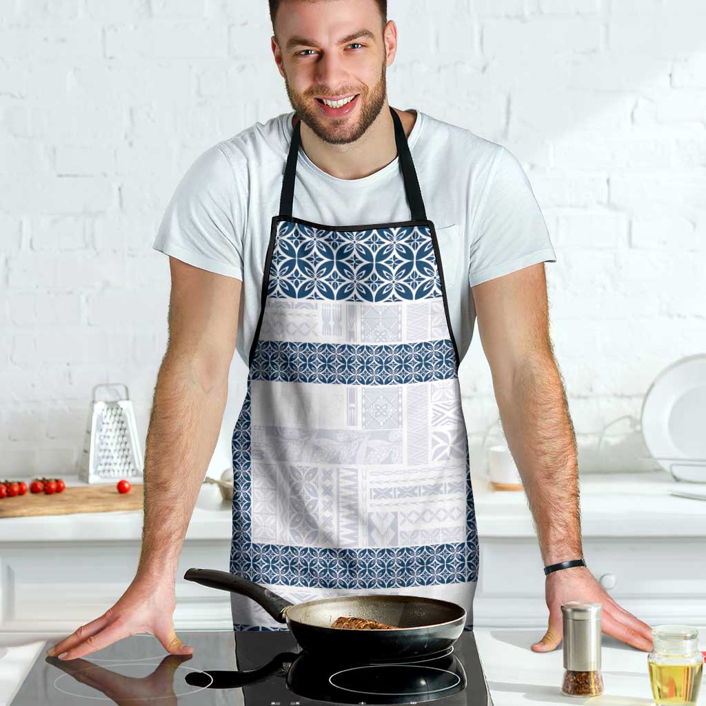 Samoa Siapo Blue Trimmed Apron Samoa White Sunday - Polynesian Pride