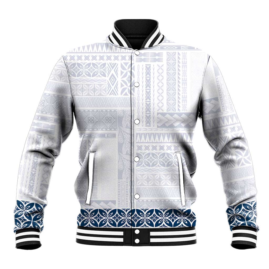 Samoa Siapo Blue Trimmed Baseball Jacket Samoa White Sunday - Polynesian Pride