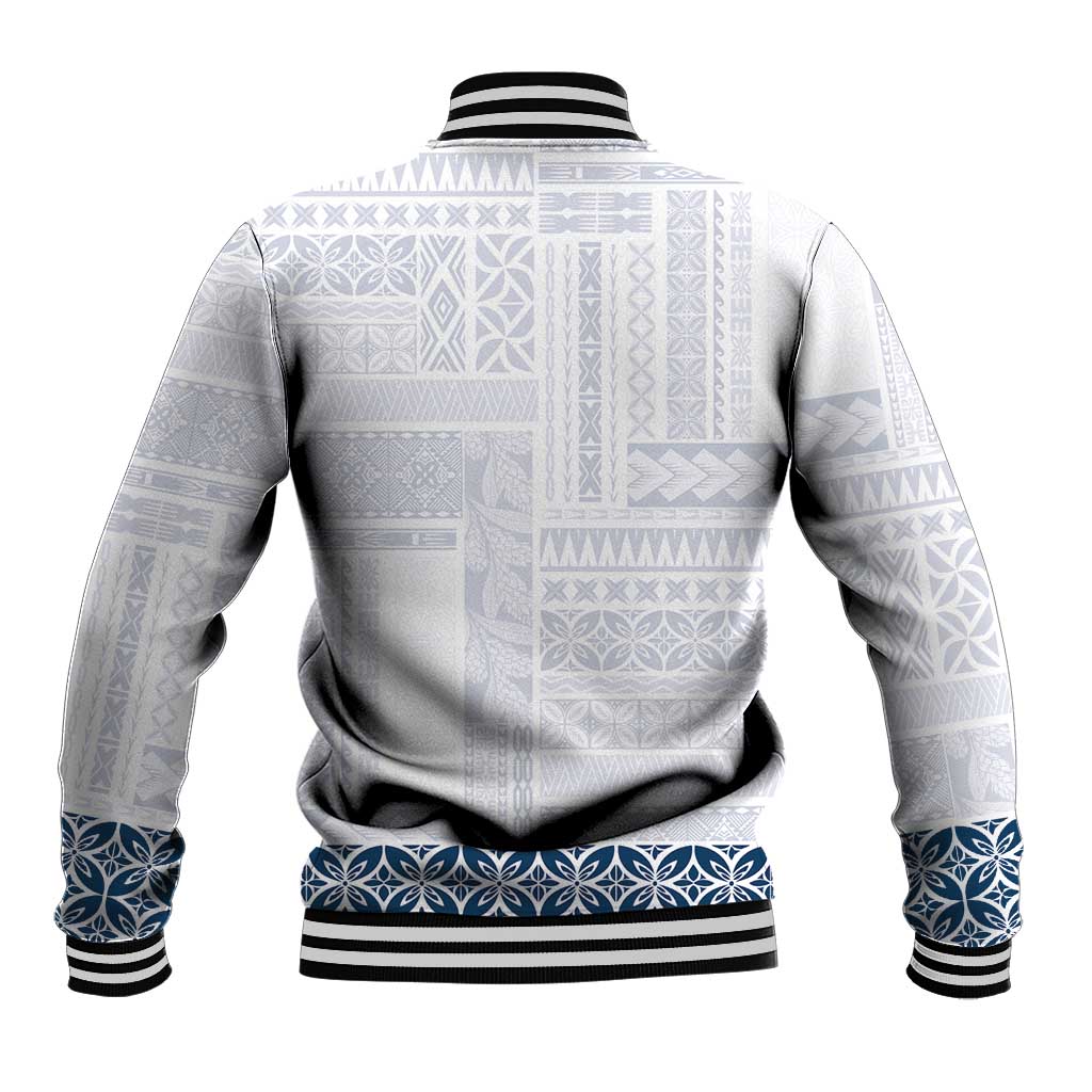 Samoa Siapo Blue Trimmed Baseball Jacket Samoa White Sunday - Polynesian Pride