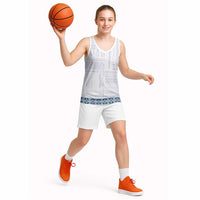 Samoa Siapo Blue Trimmed Basketball Jersey Samoa White Sunday - Polynesian Pride