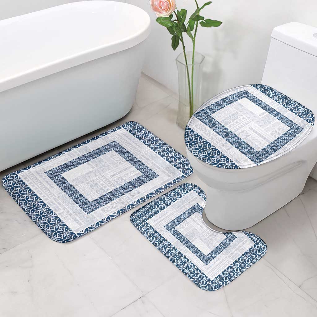 Samoa Siapo Blue Trimmed Bathroom Set Samoa White Sunday - Polynesian Pride