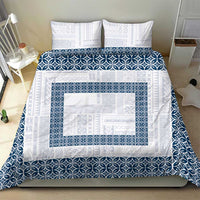 Samoa Siapo Blue Trimmed Bedding Set Samoa White Sunday - Polynesian Pride