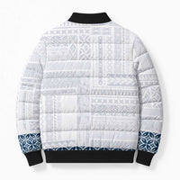 Samoa Siapo Blue Trimmed Bomber Puffer Jacket Samoa White Sunday - Polynesian Pride