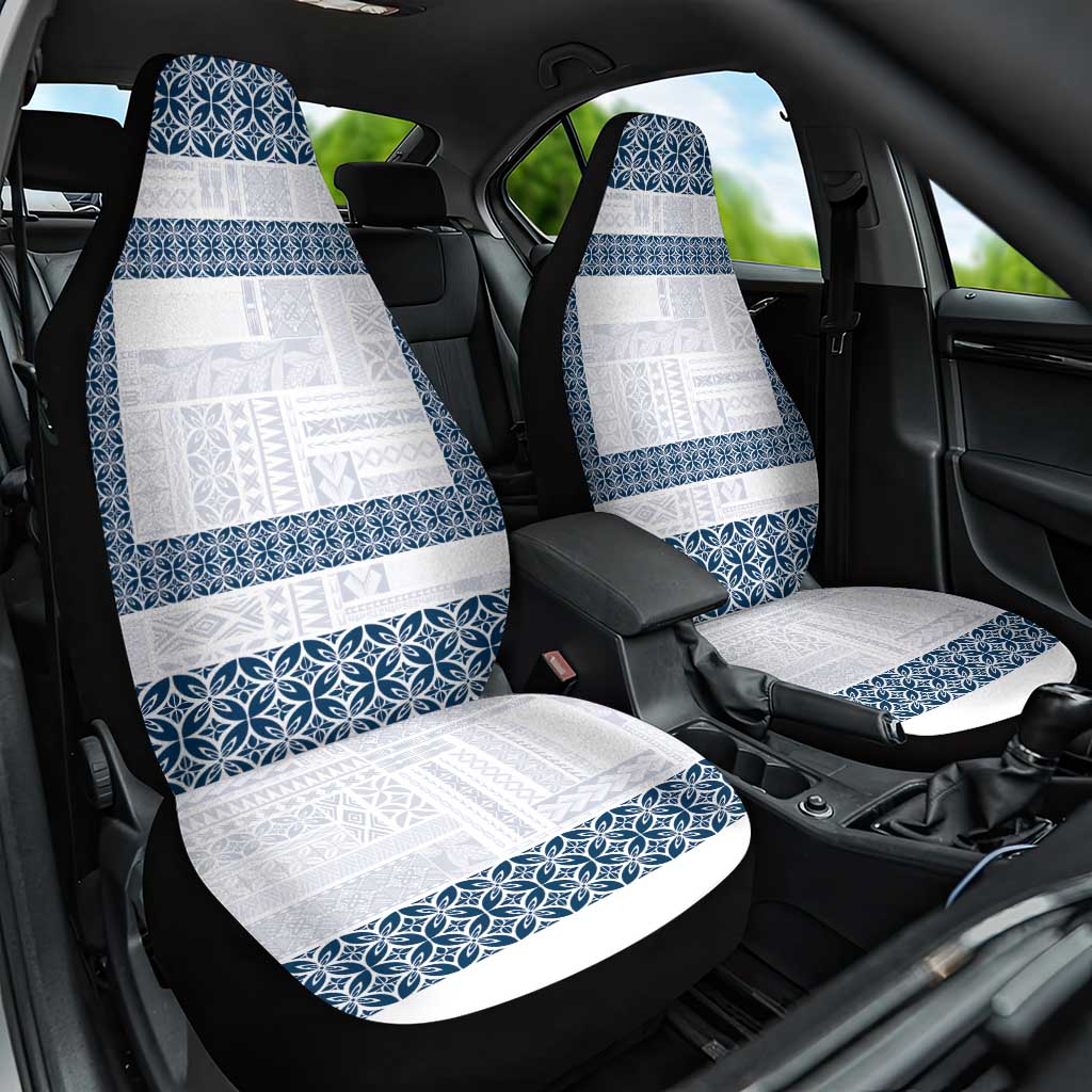 Samoa Siapo Blue Trimmed Car Seat Cover Samoa White Sunday - Polynesian Pride