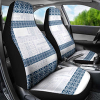 Samoa Siapo Blue Trimmed Car Seat Cover Samoa White Sunday LT01 - Polynesian Pride