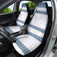 Samoa Siapo Blue Trimmed Car Seat Cover Samoa White Sunday LT01 - Polynesian Pride