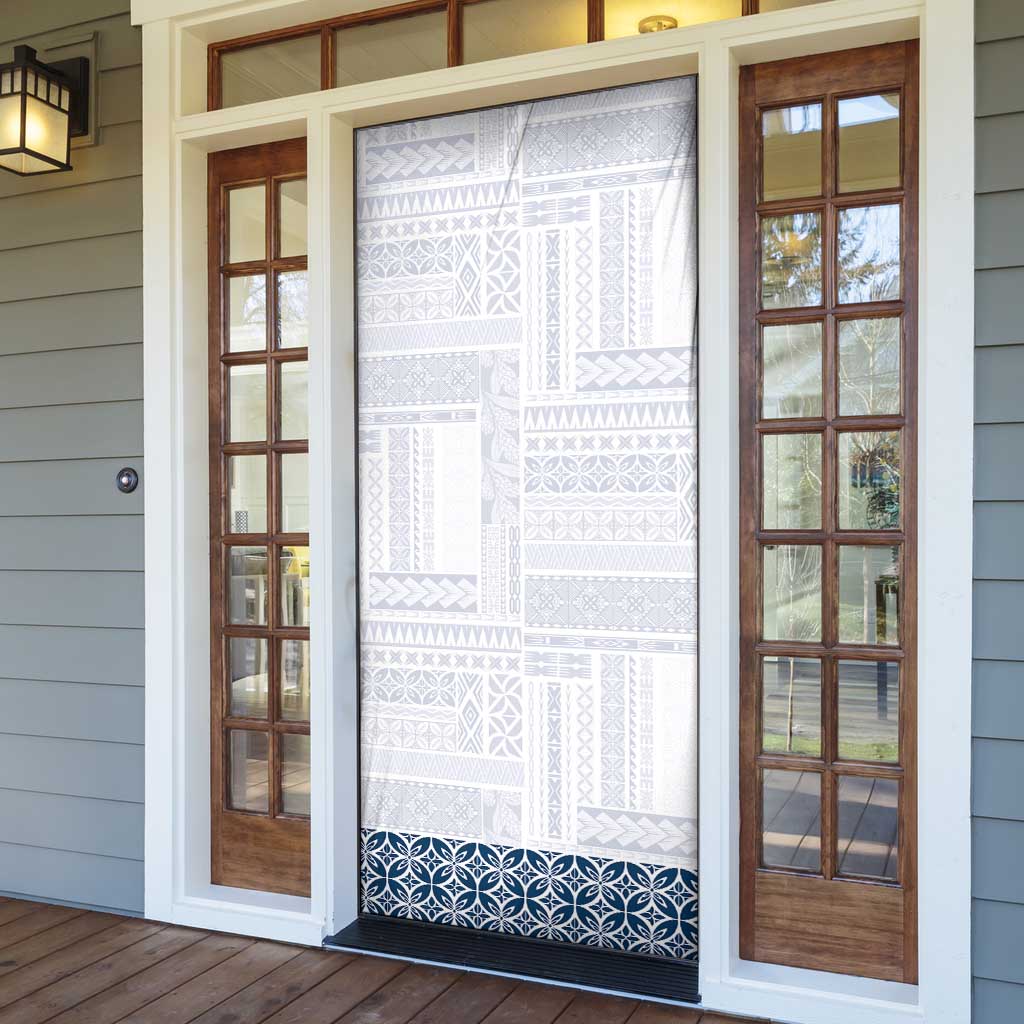 Samoa Siapo Blue Trimmed Door Cover Samoa White Sunday - Polynesian Pride