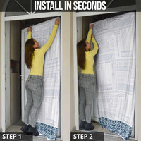 Samoa Siapo Blue Trimmed Door Cover Samoa White Sunday - Polynesian Pride