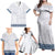 Samoa Siapo Blue Trimmed Family Matching Off Shoulder Maxi Dress and Hawaiian Shirt Samoa White Sunday - Polynesian Pride