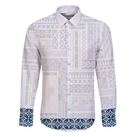 Samoa Siapo Blue Trimmed Family Matching Puletasi and Hawaiian Shirt Samoa White Sunday - Polynesian Pride