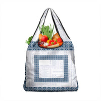 Samoa Siapo Blue Trimmed Grocery Bag Samoa White Sunday - Polynesian Pride