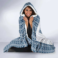 Samoa Siapo Blue Trimmed Hooded Blanket Samoa White Sunday - Polynesian Pride
