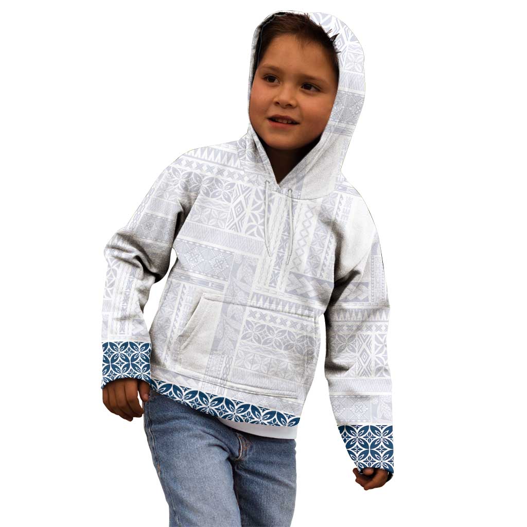 Samoa Siapo Blue Trimmed Kid Hoodie Samoa White Sunday - Polynesian Pride
