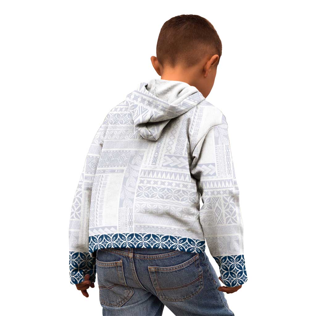 Samoa Siapo Blue Trimmed Kid Hoodie Samoa White Sunday - Polynesian Pride