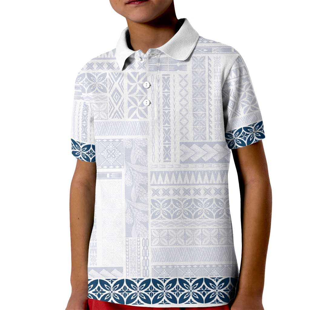 Samoa Siapo Blue Trimmed Kid Polo Shirt Samoa White Sunday - Polynesian Pride