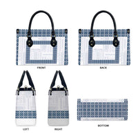 Samoa Siapo Blue Trimmed Leather Bag Samoa White Sunday - Polynesian Pride