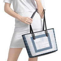 Samoa Siapo Blue Trimmed Leather Tote Bag Samoa White Sunday - Polynesian Pride