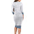Samoa Siapo Blue Trimmed Long Sleeve Bodycon Dress Samoa White Sunday - Polynesian Pride