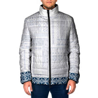 Samoa Siapo Blue Trimmed Padded Jacket Samoa White Sunday - Polynesian Pride