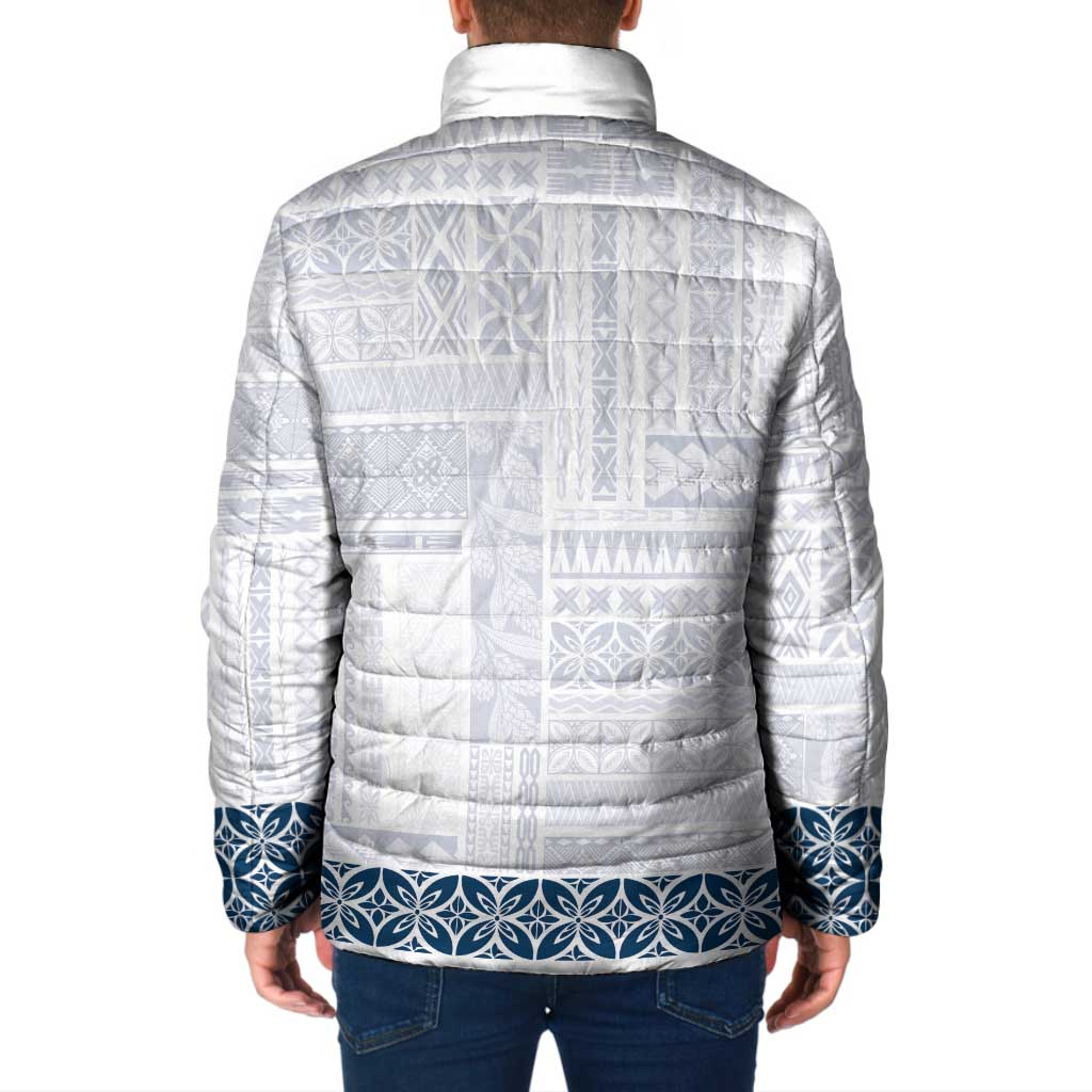 Samoa Siapo Blue Trimmed Padded Jacket Samoa White Sunday - Polynesian Pride