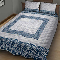 Samoa Siapo Blue Trimmed Quilt Bed Set Samoa White Sunday - Polynesian Pride