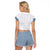 Samoa Siapo Blue Trimmed Raglan Cropped T Shirt Samoa White Sunday - Polynesian Pride