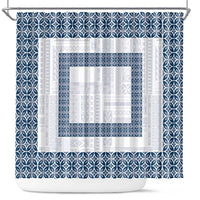 Samoa Siapo Blue Trimmed Shower Curtain Samoa White Sunday - Polynesian Pride