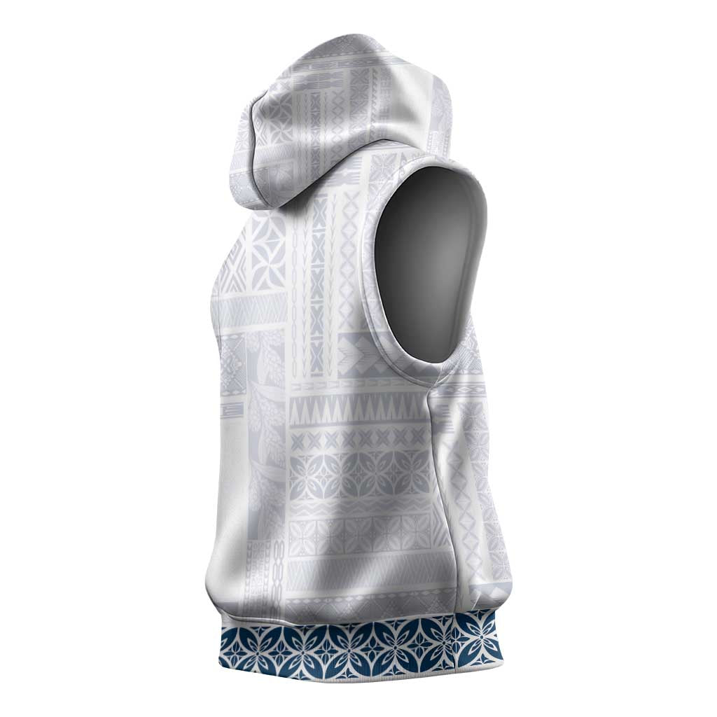 Samoa Siapo Blue Trimmed Sleeveless Hoodie Samoa White Sunday - Polynesian Pride