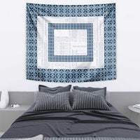 Samoa Siapo Blue Trimmed Tapestry Samoa White Sunday - Polynesian Pride