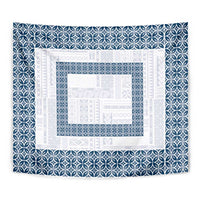 Samoa Siapo Blue Trimmed Tapestry Samoa White Sunday - Polynesian Pride