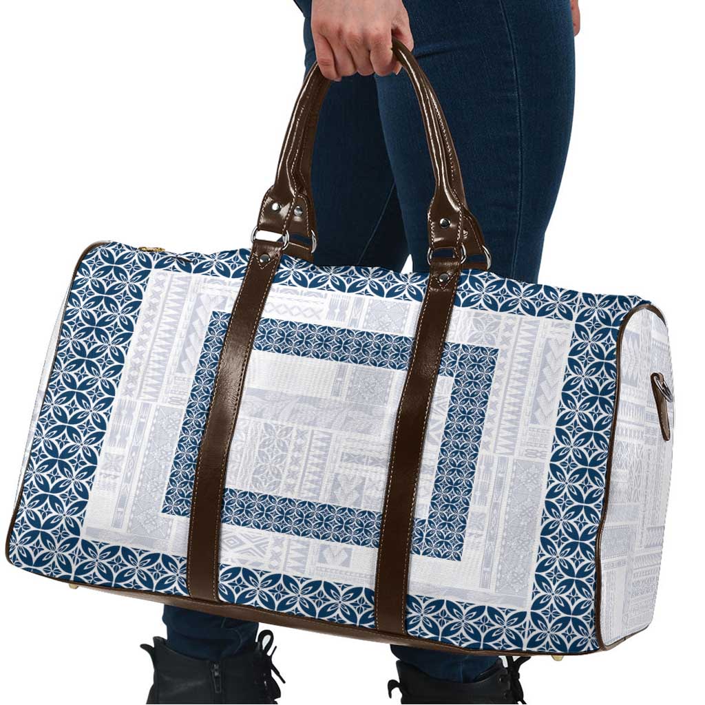 Samoa Siapo Blue Trimmed Travel Bag Samoa White Sunday - Polynesian Pride