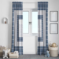 Samoa Siapo Blue Trimmed Window Curtain Samoa White Sunday - Polynesian Pride
