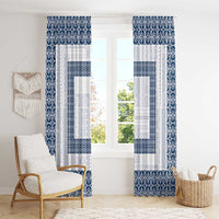 Samoa Siapo Blue Trimmed Window Curtain Samoa White Sunday - Polynesian Pride