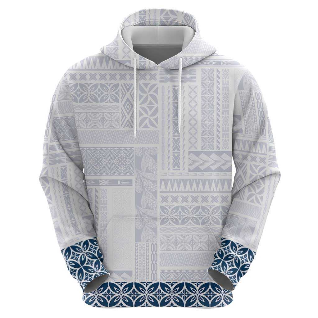 Samoa Siapo Blue Trimmed Zip Hoodie Samoa White Sunday - Polynesian Pride