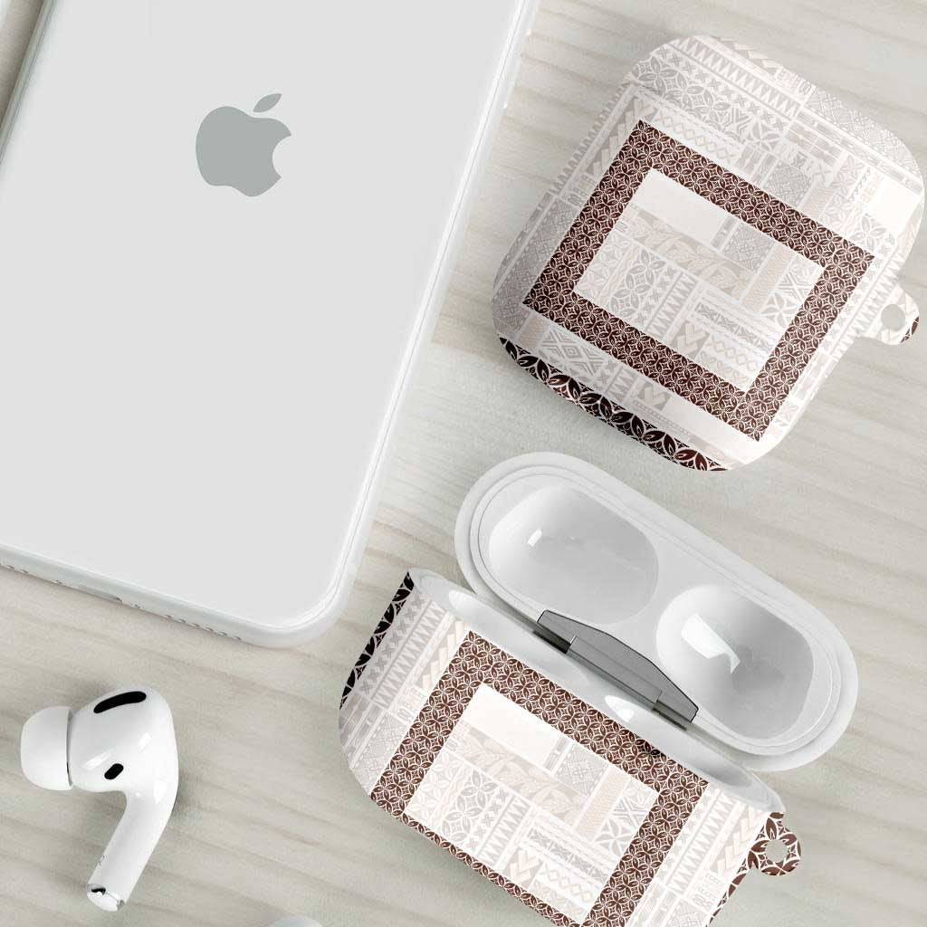 Samoa Siapo Brown Trimmed AirPods Case Samoa White Sunday - Polynesian Pride