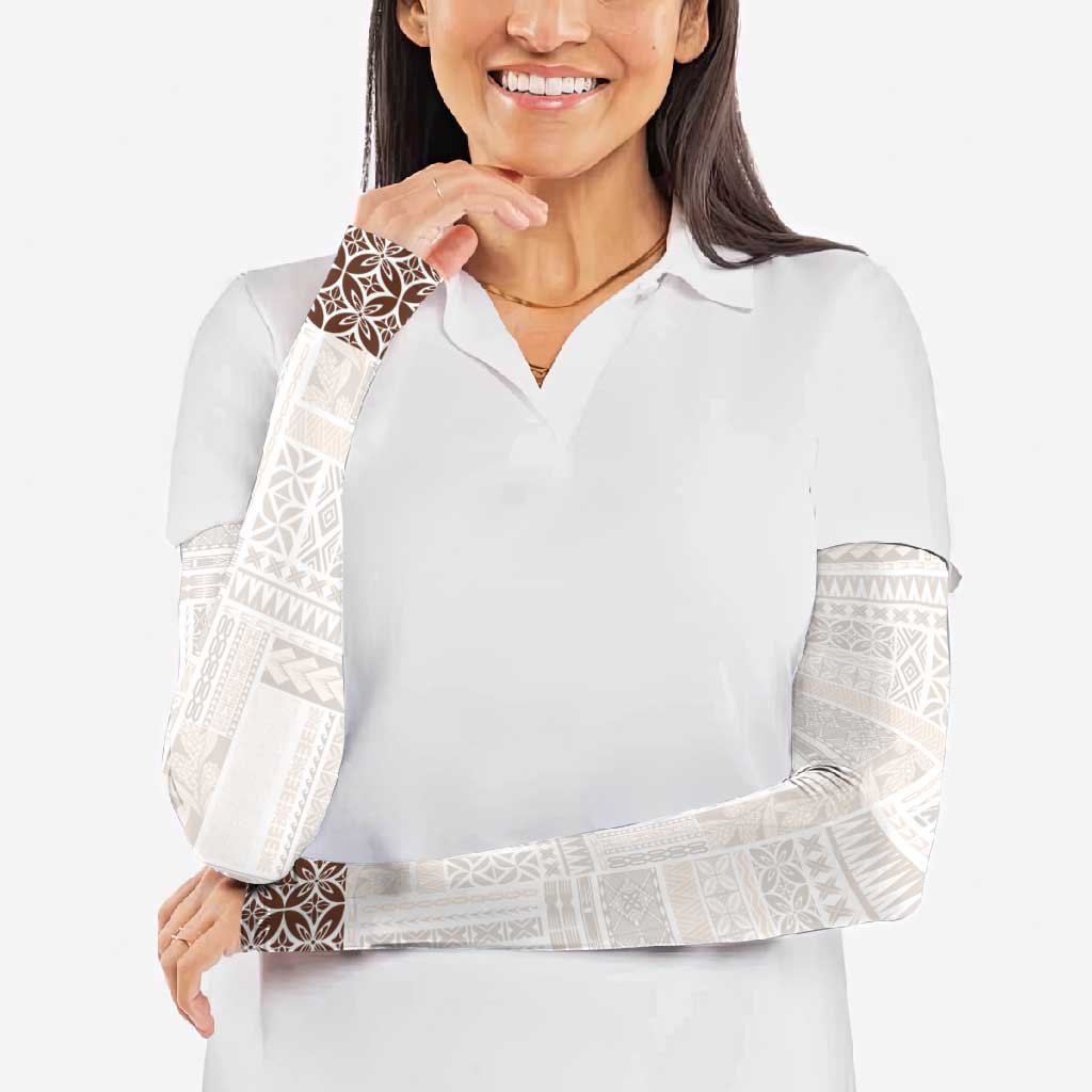 Samoa Siapo Brown Trimmed Arm Sleeves Samoa White Sunday - Polynesian Pride