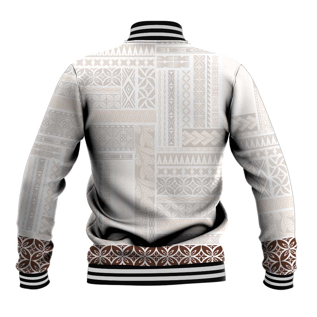 Samoa Siapo Brown Trimmed Baseball Jacket Samoa White Sunday - Polynesian Pride