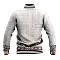 Samoa Siapo Brown Trimmed Baseball Jacket Samoa White Sunday - Polynesian Pride